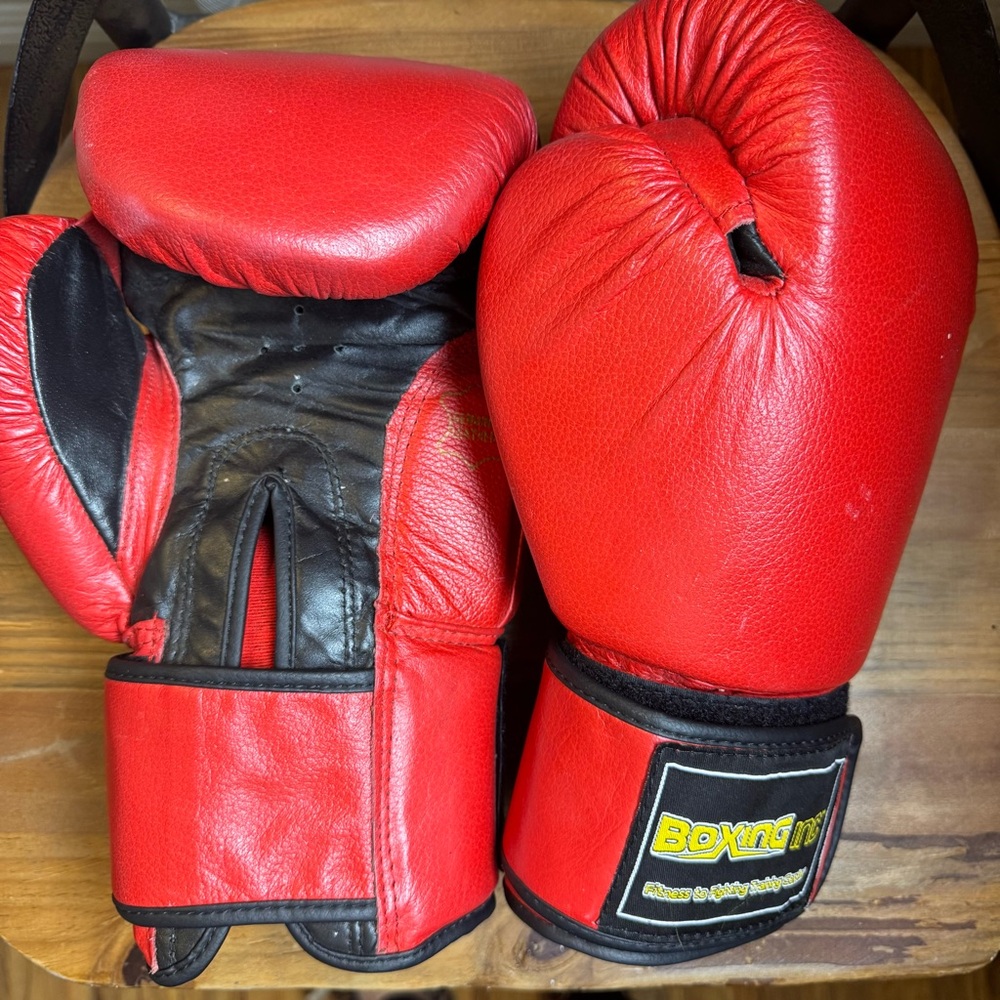 Red Leather Boxing Gloves + Hand Wraps Boxing Inc